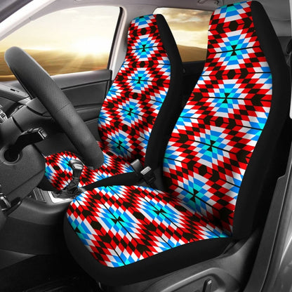 Colorful Blue And Red Aztec Design