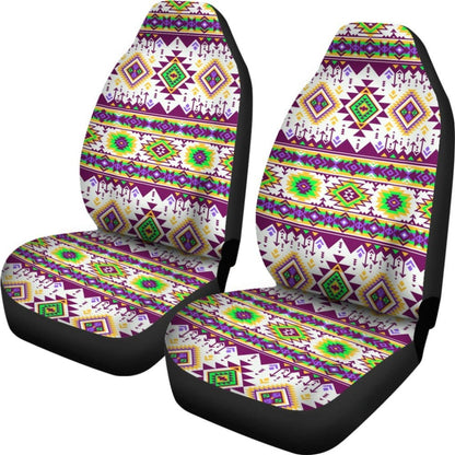 Purple And Green Aztec Car Seat Covers