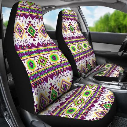 Purple And Green Aztec Car Seat Covers