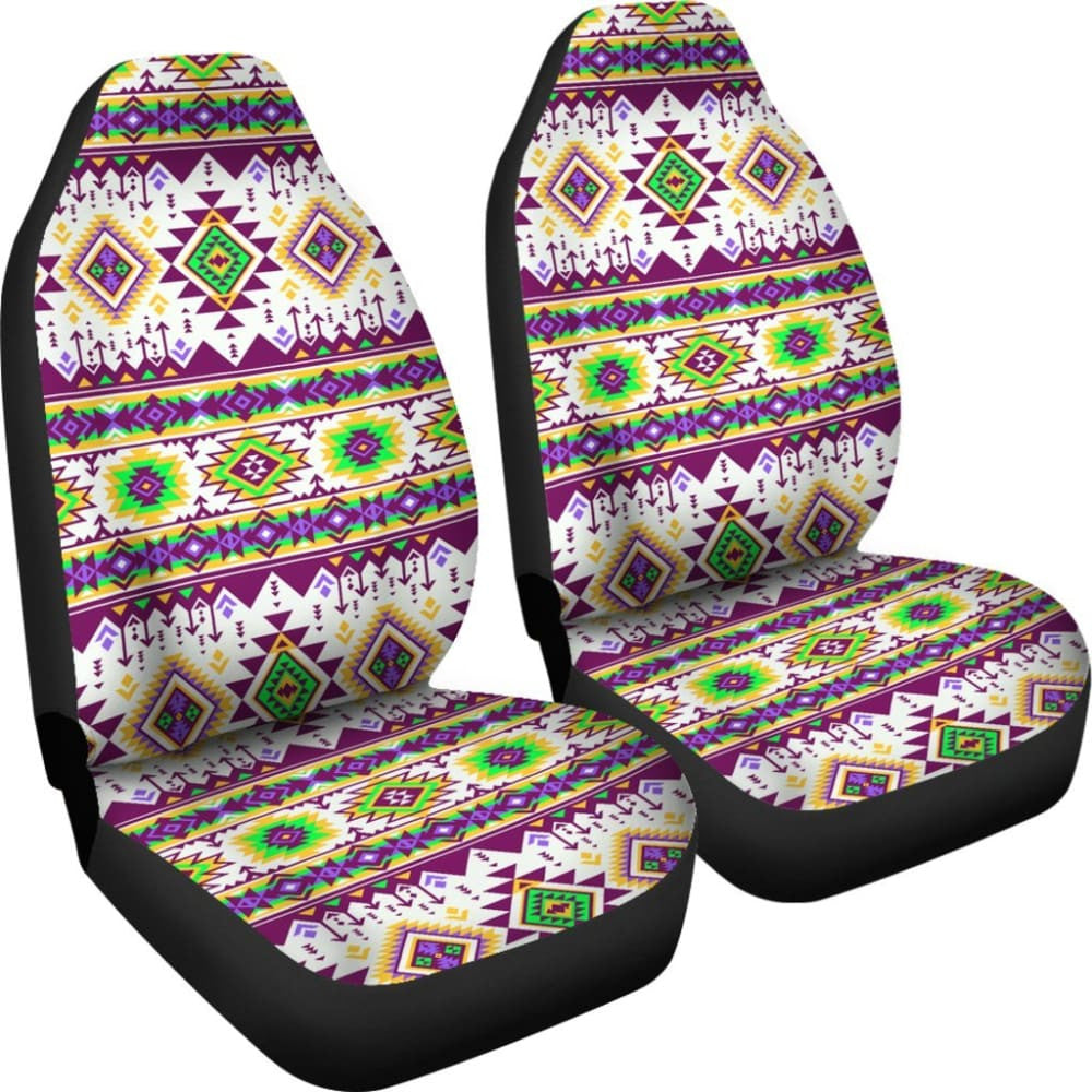 Purple And Green Aztec Car Seat Covers