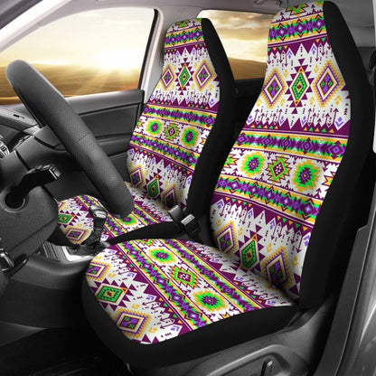 Purple And Green Aztec Car Seat Covers