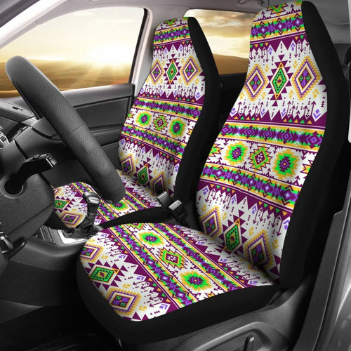 Purple And Green Aztec Car Seat Covers