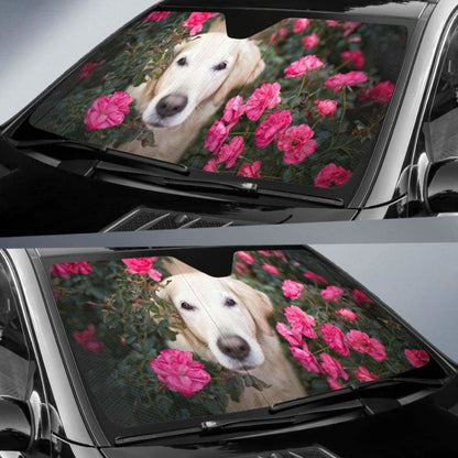 Golden Retriever Roses  HdK Car Sun Shade