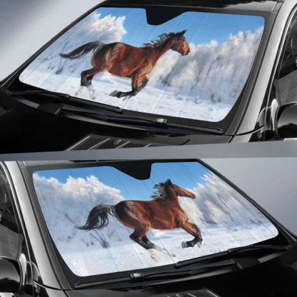 Snow Winter Horse Auto Sun Shades