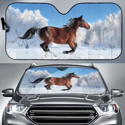 Snow Winter Horse Auto Sun Shades