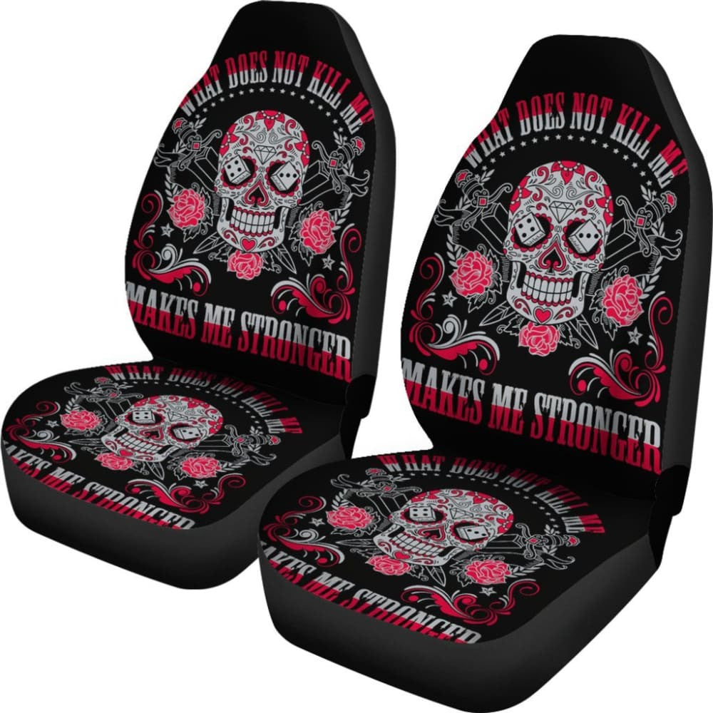Set Of Sugar Skull Car Seat Cover Day Of The Dead