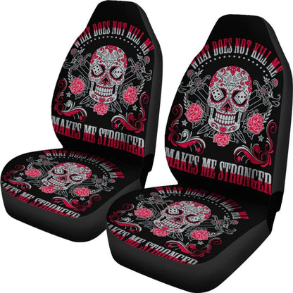 Set Of Sugar Skull Car Seat Cover Day Of The Dead