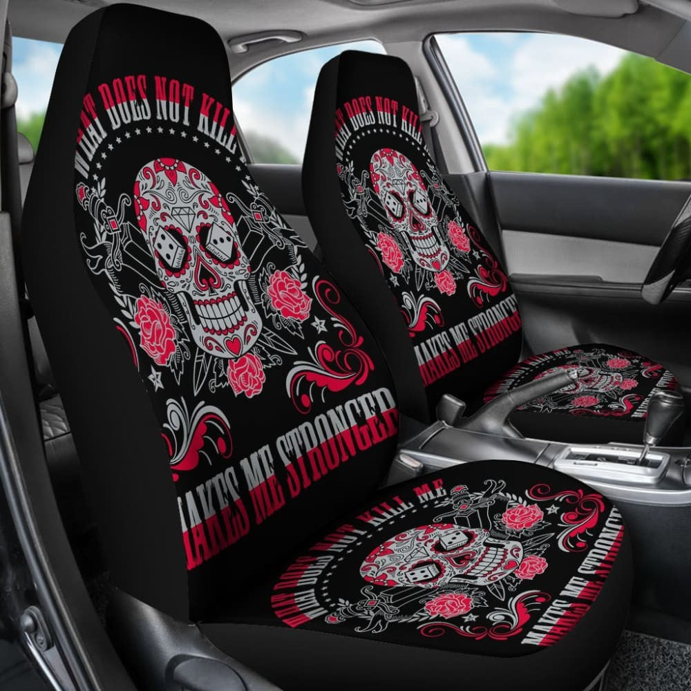 Set Of Sugar Skull Car Seat Cover Day Of The Dead