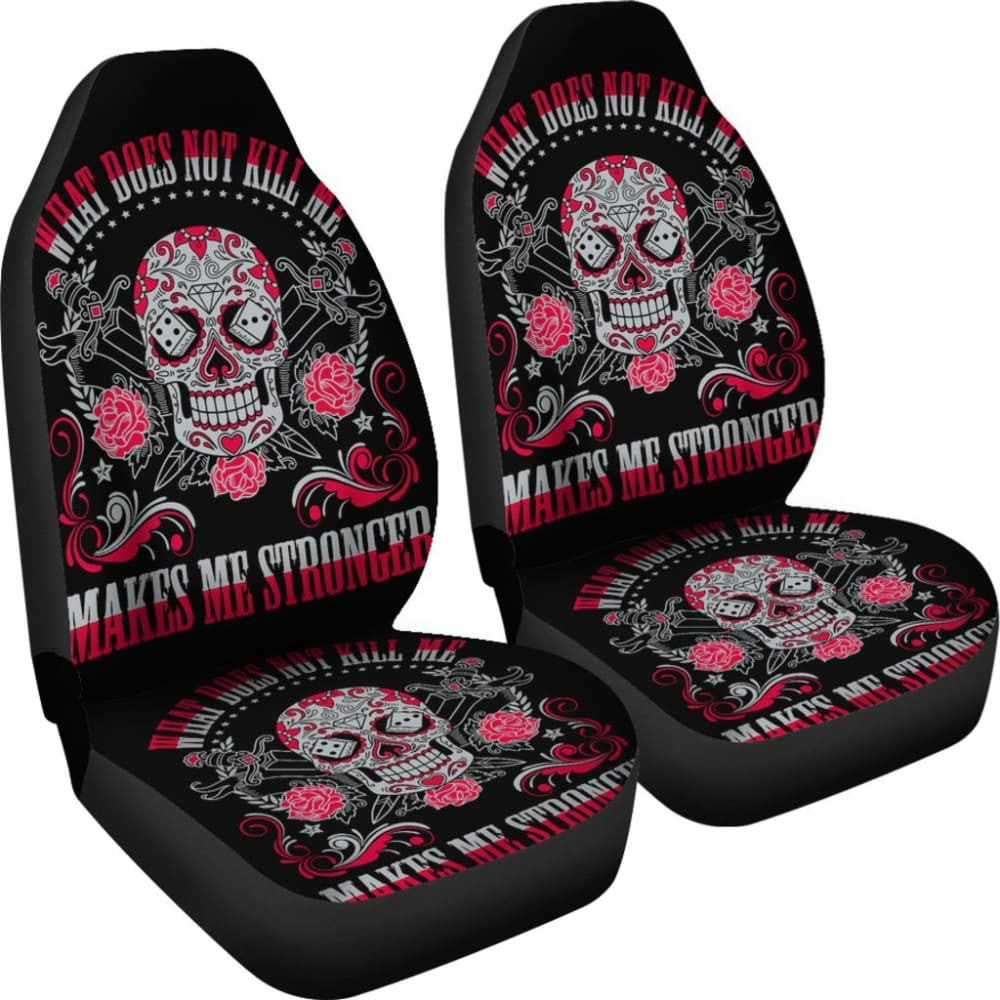 Set Of Sugar Skull Car Seat Cover Day Of The Dead