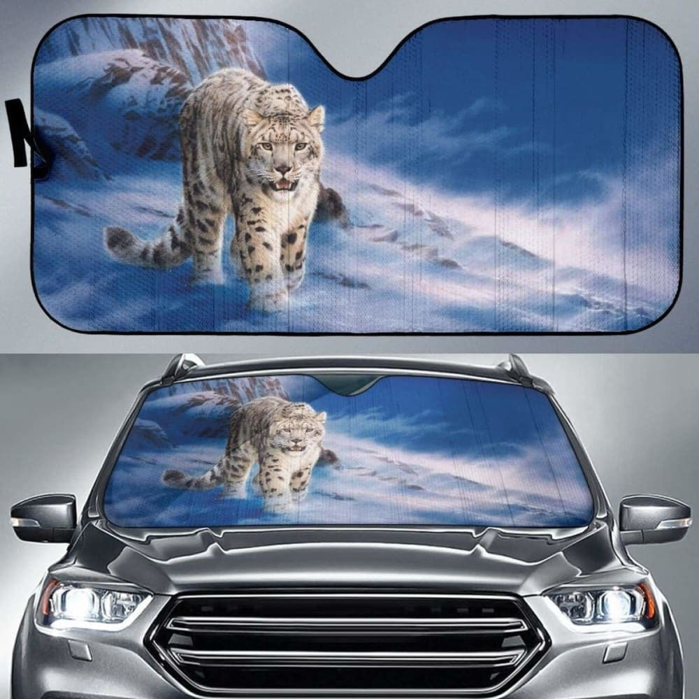Car Sun Shades With Snow Leopard Print