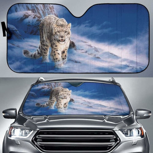Car Sun Shades With Snow Leopard Print
