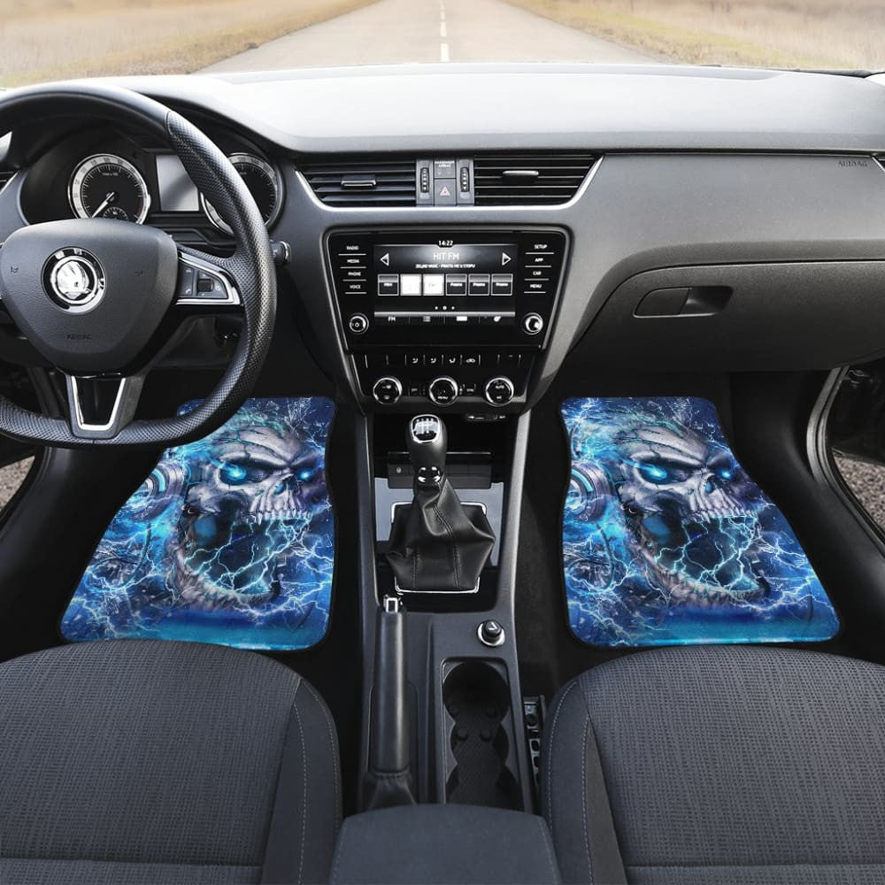 Amazing Blue Music Headphone Gothic Skull Car Floor Mats