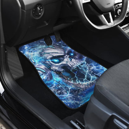 Amazing Blue Music Headphone Gothic Skull Car Floor Mats