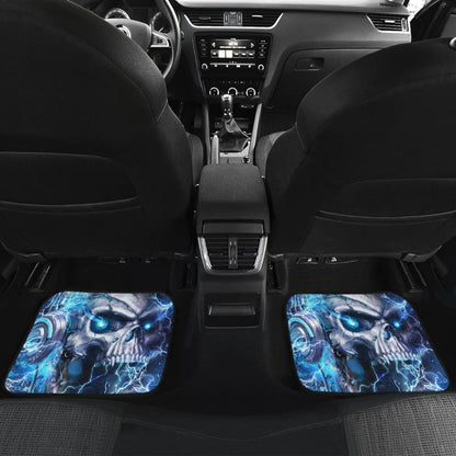 Amazing Blue Music Headphone Gothic Skull Car Floor Mats