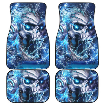 Amazing Blue Music Headphone Gothic Skull Car Floor Mats