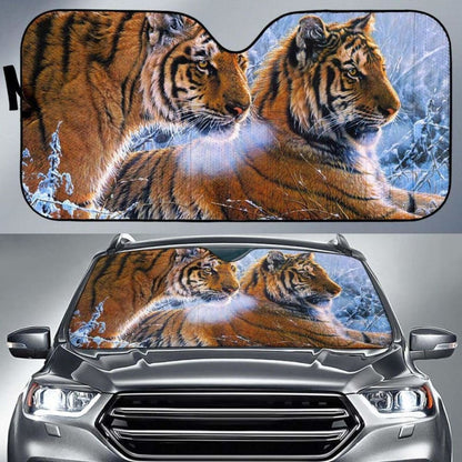 Tigers Oil PaintK Car Sun Shade