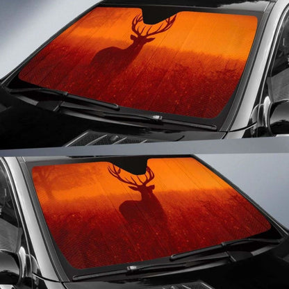 Reindeer Silhouette Foggy MistK Car Sun Shade