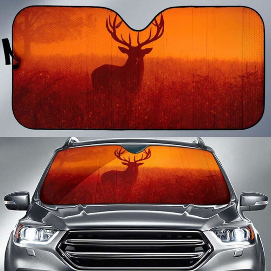 Reindeer Silhouette Foggy MistK Car Sun Shade