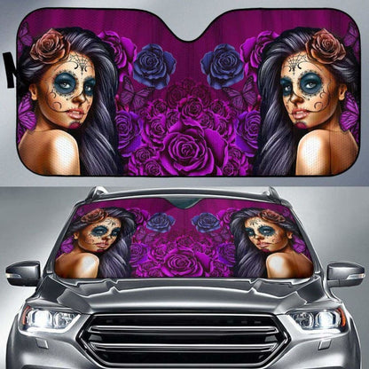 Calavera Girl - Purple - Auto Sun Shade