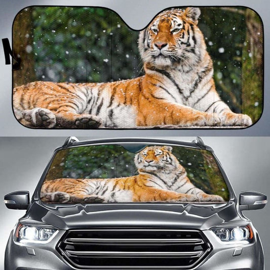 Siberian Tiger Elena Tigress Snowfall HdK Car Sun Shade