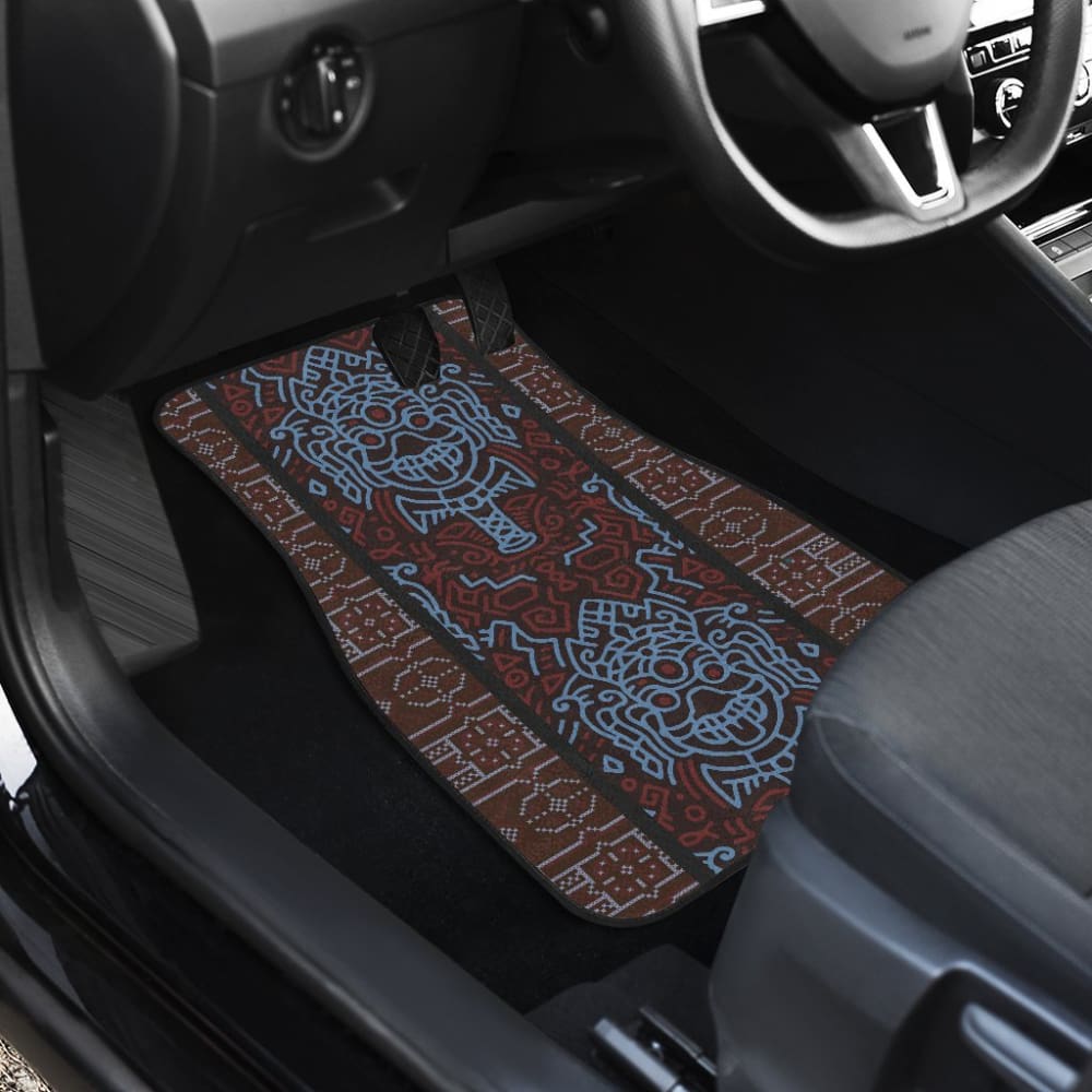 Boho Aztec Elephant Brown Blue Car Mat Set