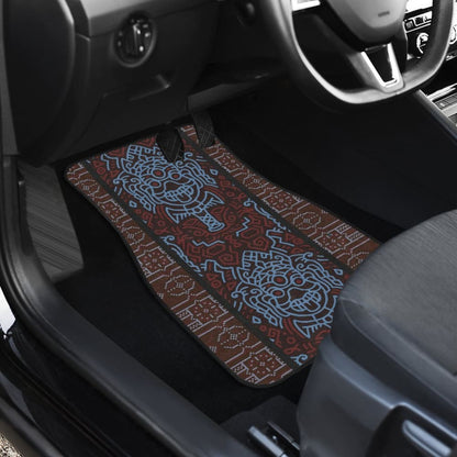 Boho Aztec Elephant Brown Blue Car Mat Set
