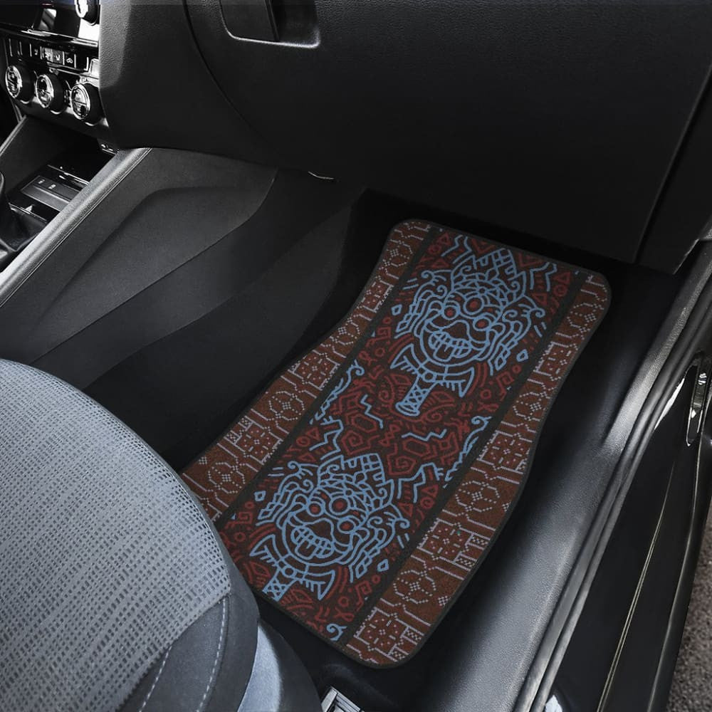 Boho Aztec Elephant Brown Blue Car Mat Set