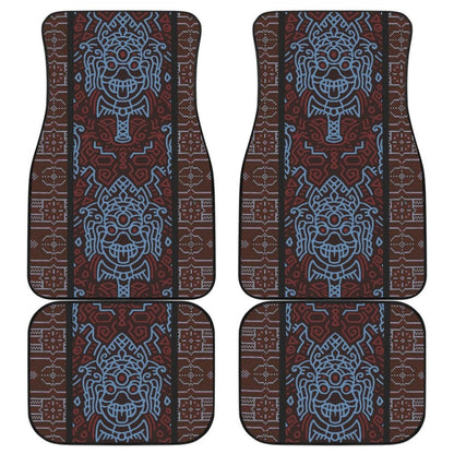 Boho Aztec Elephant Brown Blue Car Mat Set