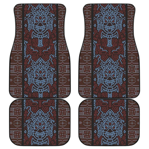 Boho Aztec Elephant Brown Blue Car Mat Set