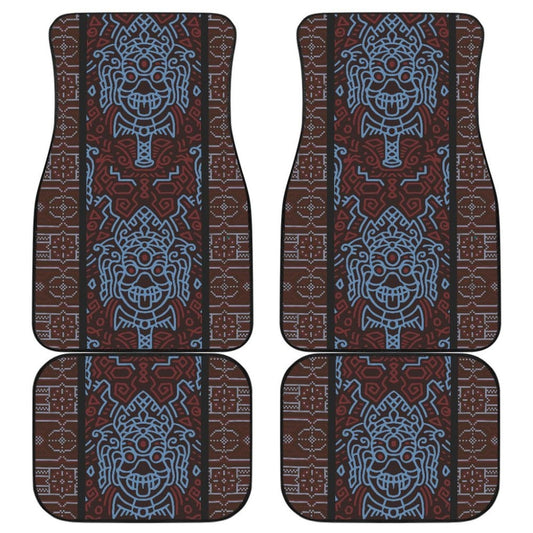 Boho Aztec Elephant Brown Blue Car Mat Set