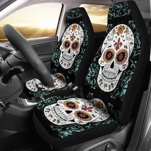 Vintage Sugar Skull Car Seat Covers
