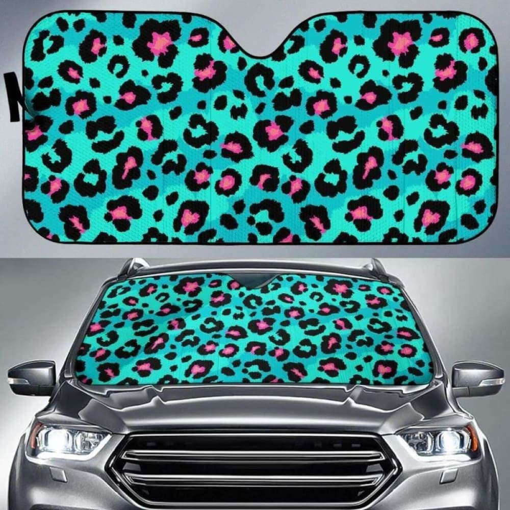 Green Leopard Skin Print Pattern Car Auto Sun Shades