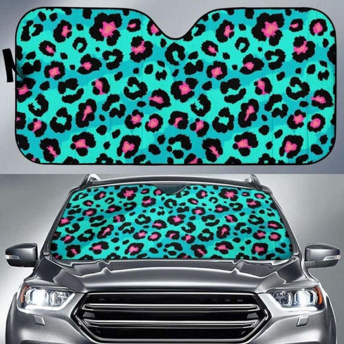 Green Leopard Skin Print Pattern Car Auto Sun Shades