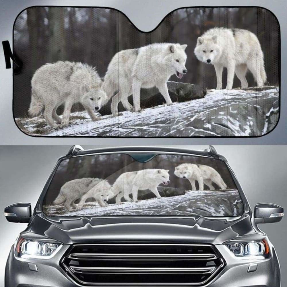 Snow Forest Wolf Auto Sun Shades
