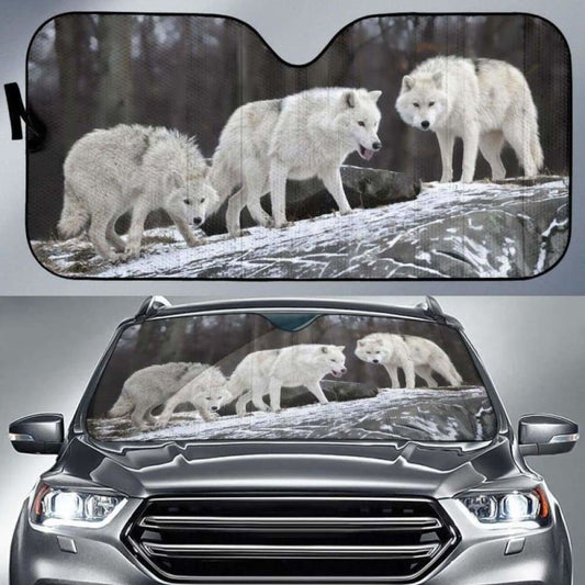Snow Forest Wolf Auto Sun Shades