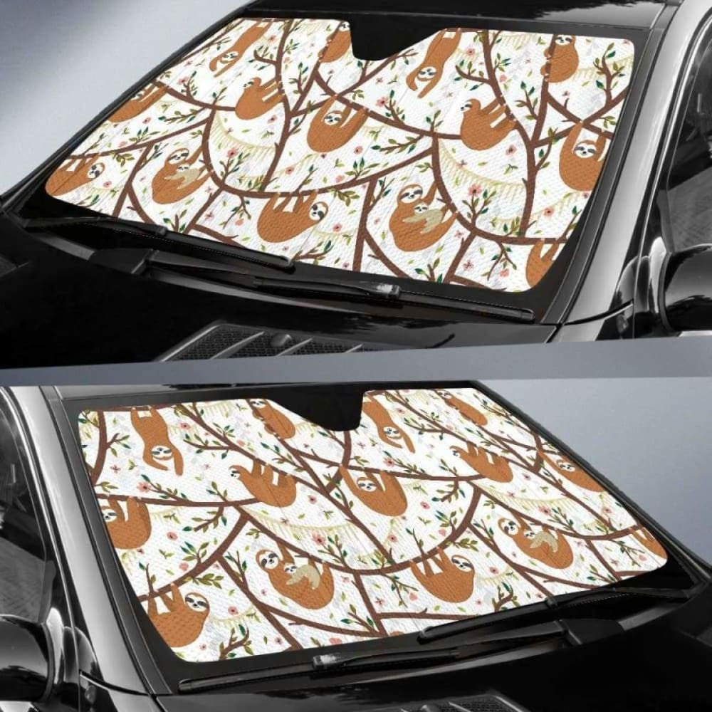 Sloths Hanging On The Tree Pattern Car Auto Sun Shades