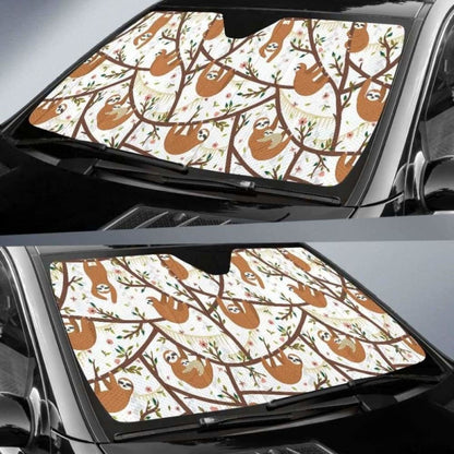 Sloths Hanging On The Tree Pattern Car Auto Sun Shades