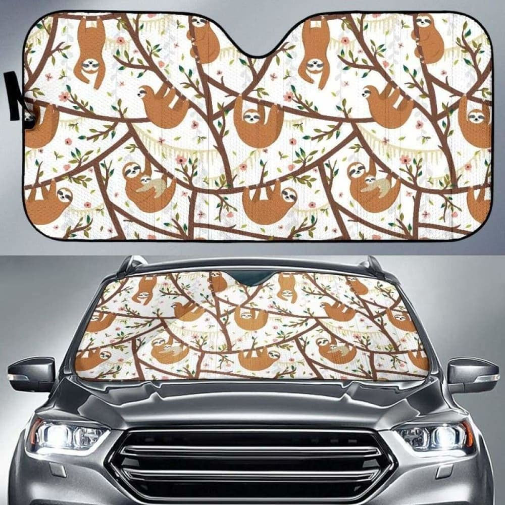 Sloths Hanging On The Tree Pattern Car Auto Sun Shades