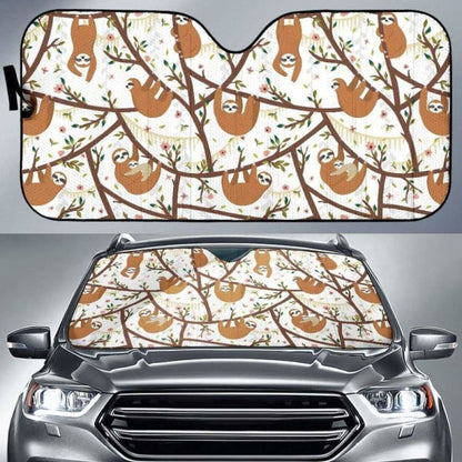 Sloths Hanging On The Tree Pattern Car Auto Sun Shades