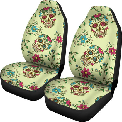 Green Sugar Skull Car Seat Covers