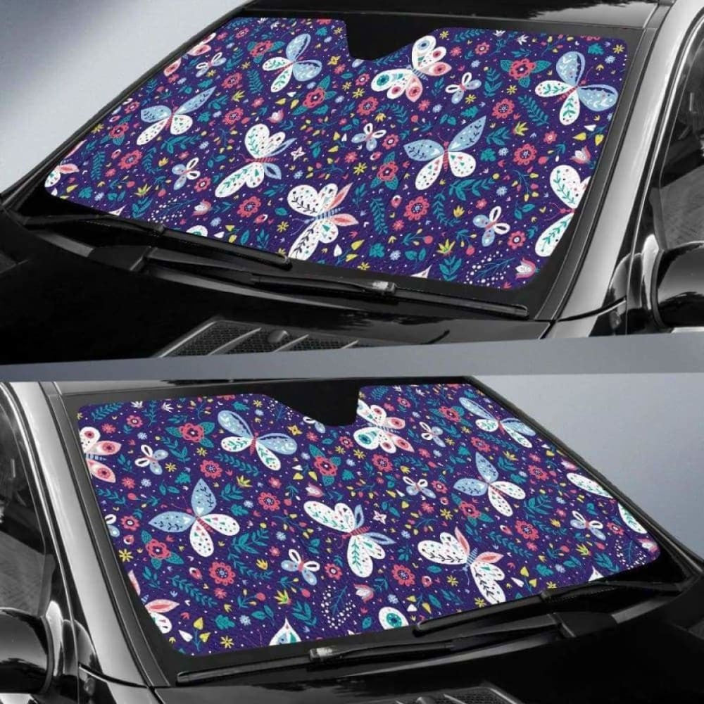 Colorful Butterfly Flower Pattern.Eps Car Auto Sun Shades