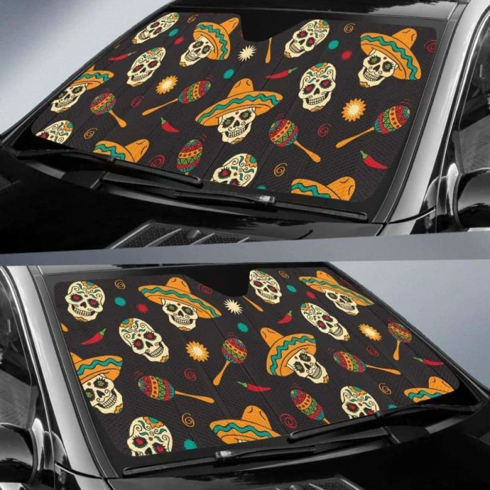 Sugar Skull Car Auto Sun Shade