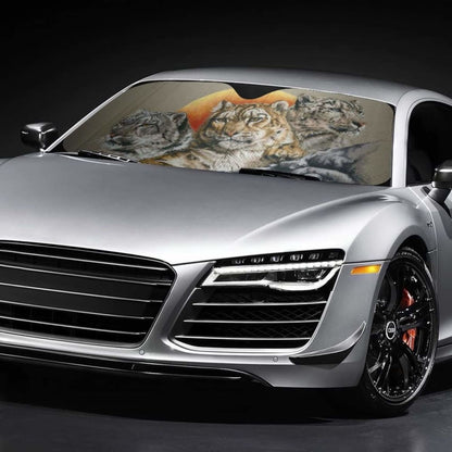 Car Sun Shade Big Cat Family