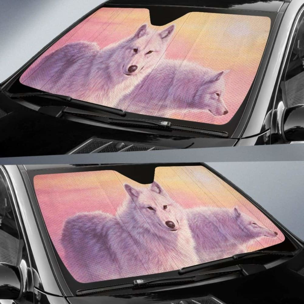 Car Sun Shade With Wolf Print Evening Mist