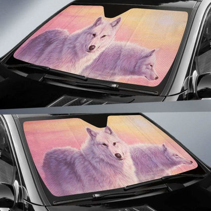 Car Sun Shade With Wolf Print Evening Mist