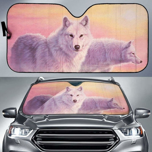 Car Sun Shade With Wolf Print Evening Mist