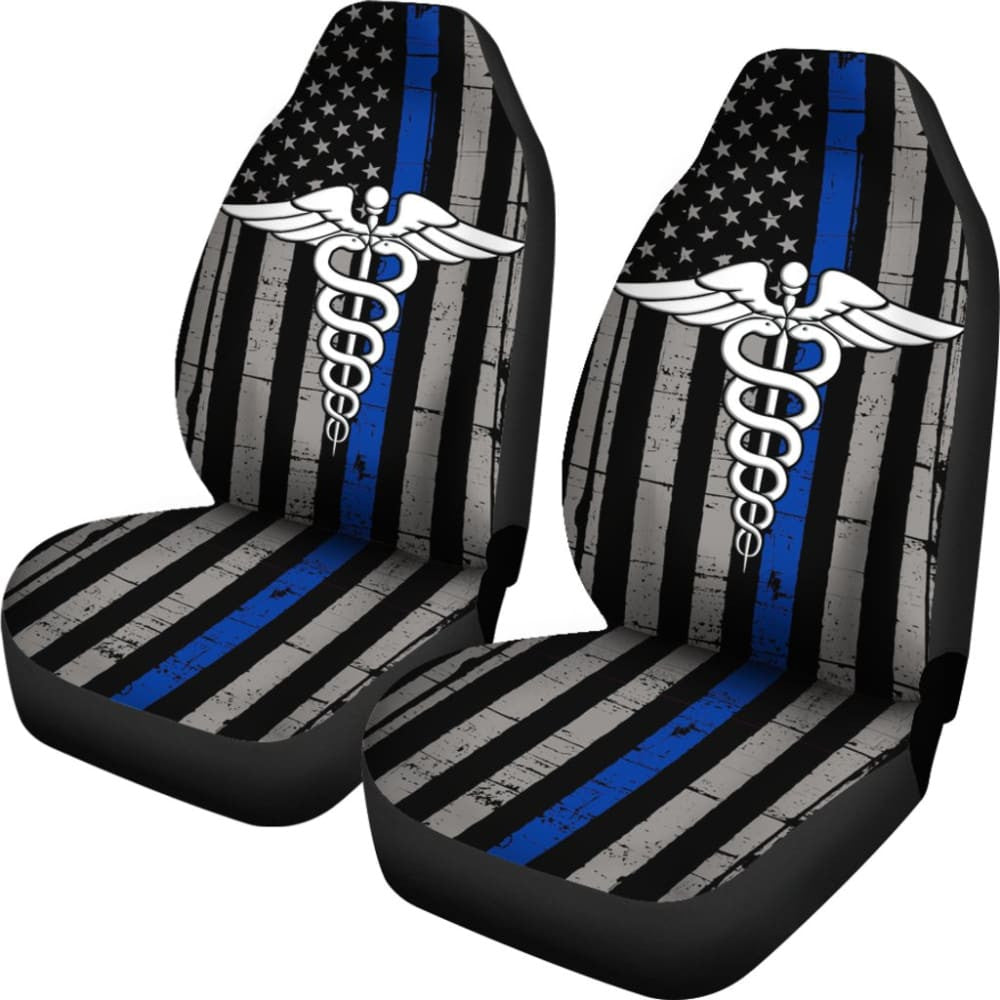 Patriot Nurse Thin Red Line US Flag Car Seat Covers