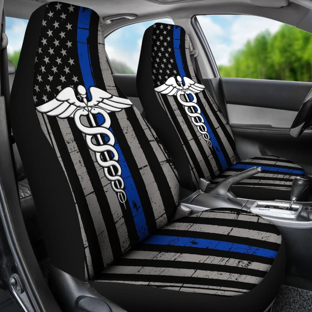 Patriot Nurse Thin Red Line US Flag Car Seat Covers
