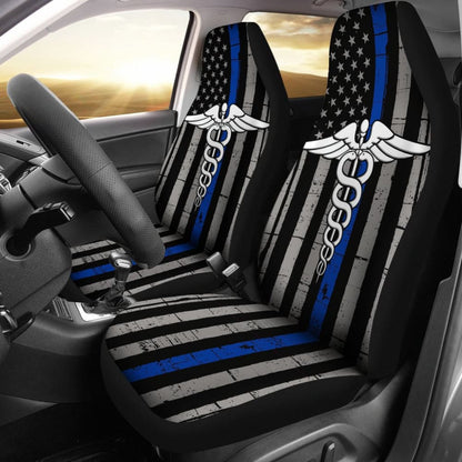Patriot Nurse Thin Red Line US Flag Car Seat Covers