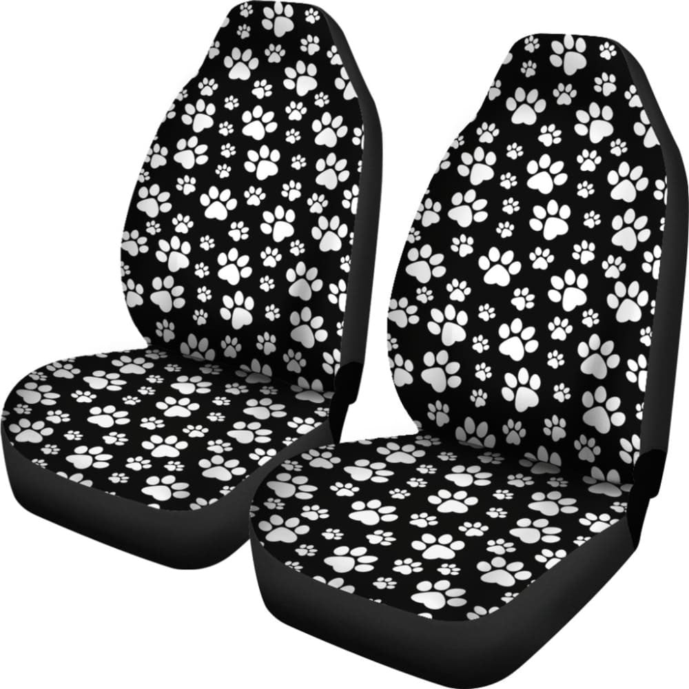 Paw Print Car Seat Covers Black